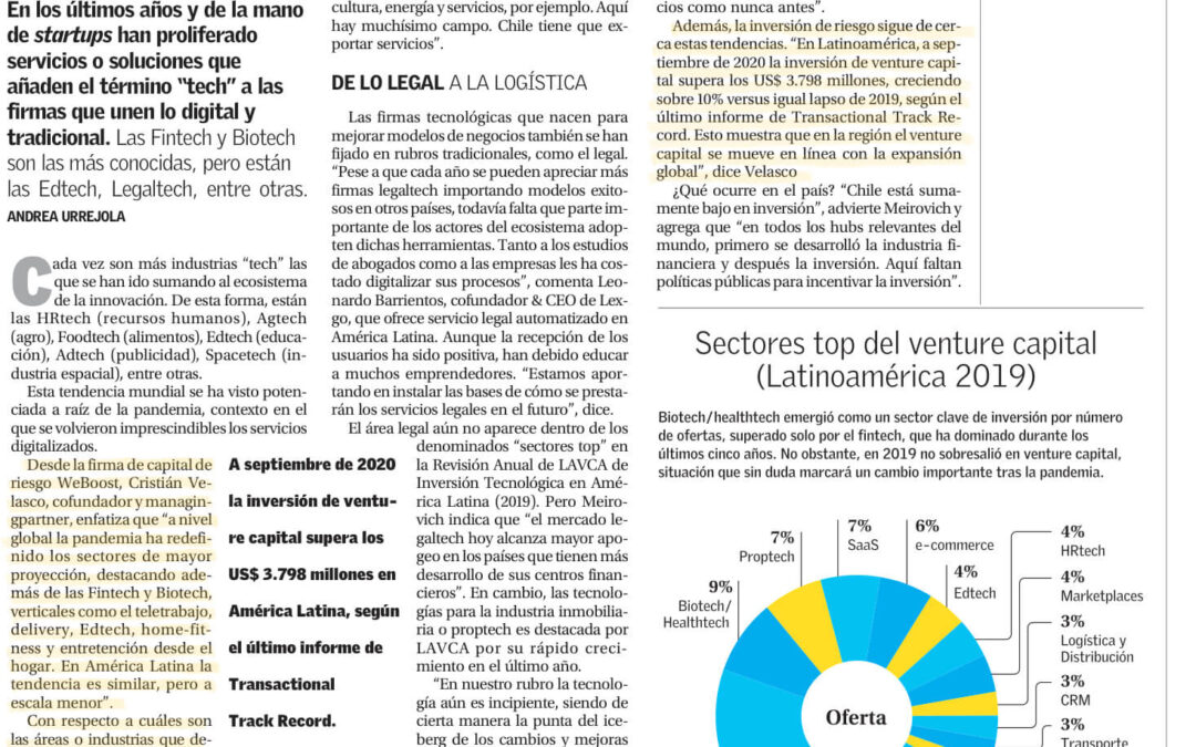 El Mercurio – Nuevas industrias «tech» irrumpen en el ecosistema y atraen al venture capital