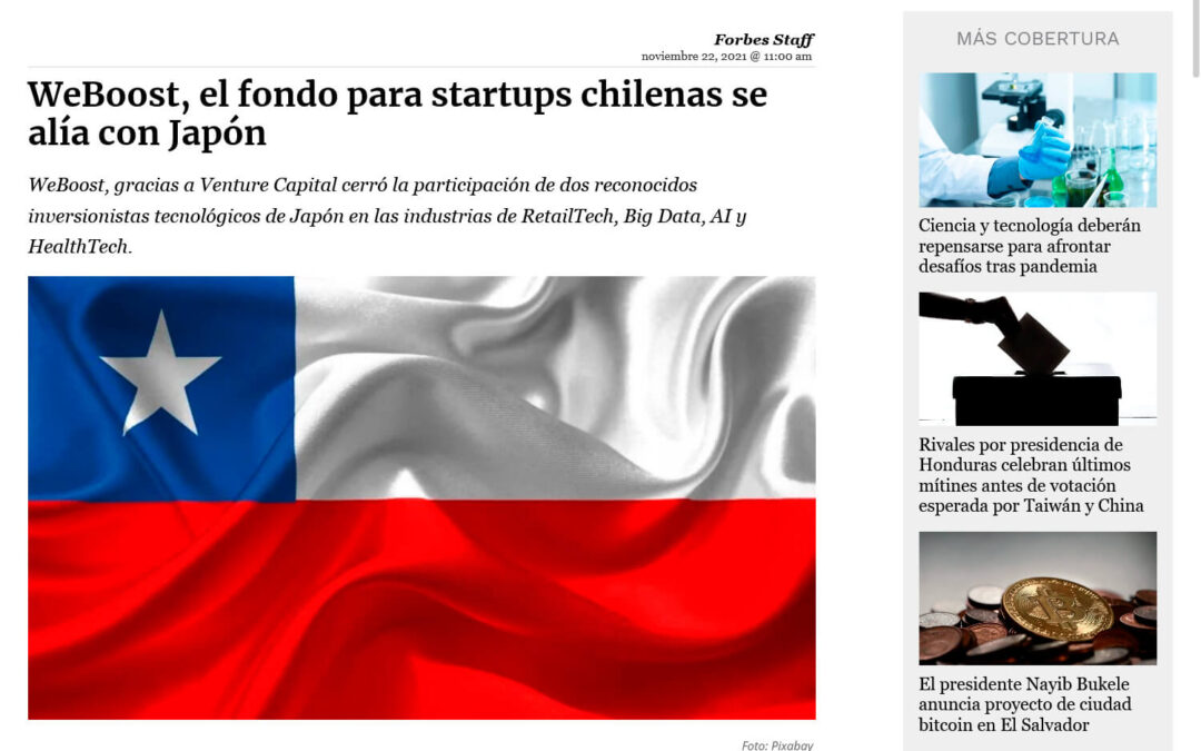 Forbes – WeBoost, el fondo para startups chilenas se alía con Japón