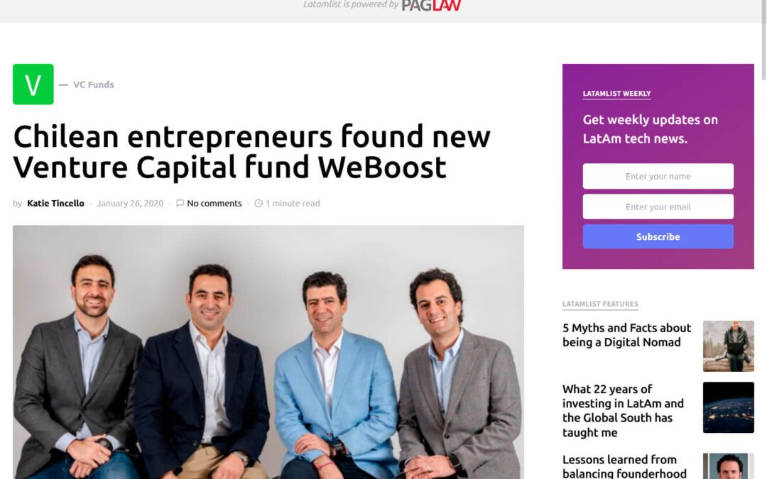 LatamList – Chilean entrepreneurs found new Venture Capital fund WeBoost