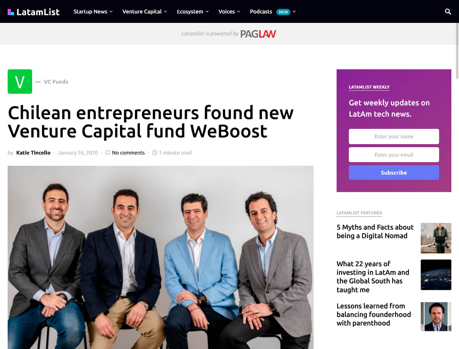 LatamList – Chilean entrepreneurs found new Venture Capital fund WeBoost(1)