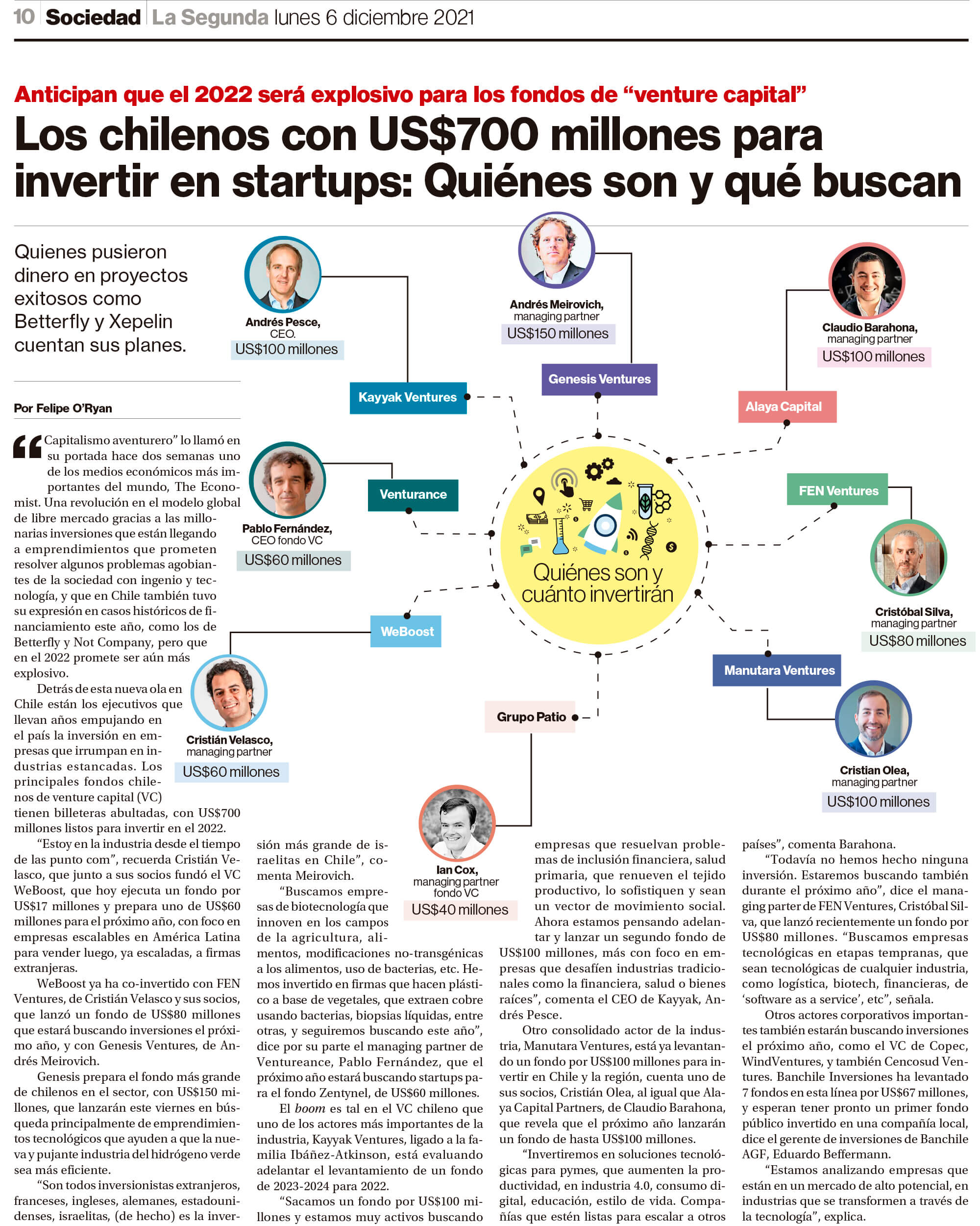 Chilenos 700M para startups – La Segunda